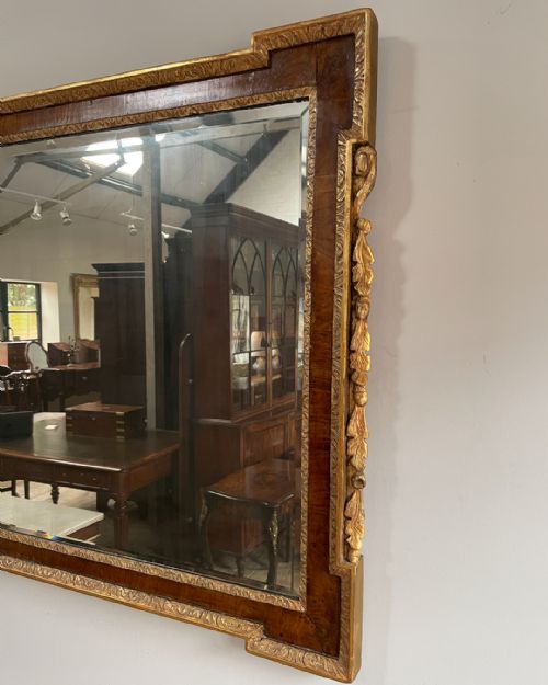 LOVELY WALNUT AND PARCEL GILT OVERMANTEL MIRROR - ADDITIONAL PHOTO 4