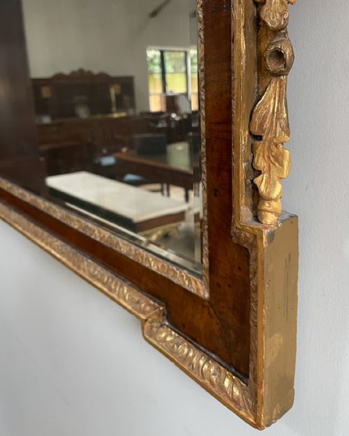 LOVELY WALNUT AND PARCEL GILT OVERMANTEL MIRROR - ADDITIONAL PHOTO 5