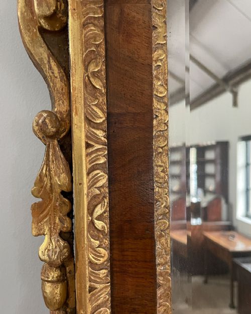 LOVELY WALNUT AND PARCEL GILT OVERMANTEL MIRROR - ADDITIONAL PHOTO 7