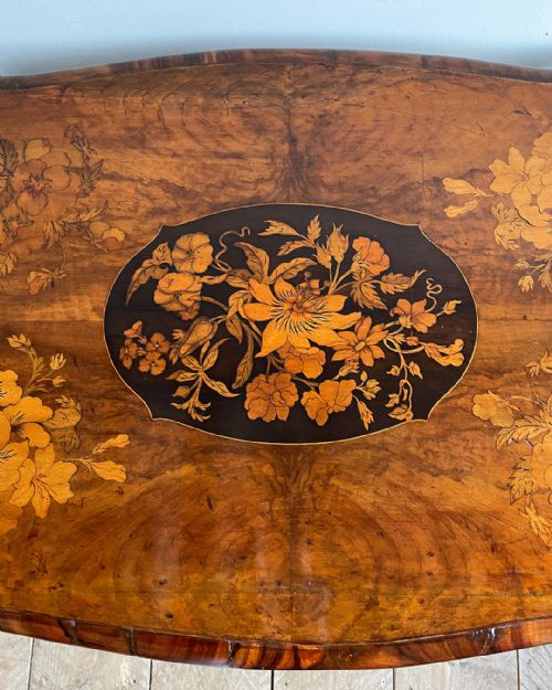SMALL FRENCH WALNUT AND MARQUETRY CENTRE TABLE - ADDITIONAL PHOTO 8