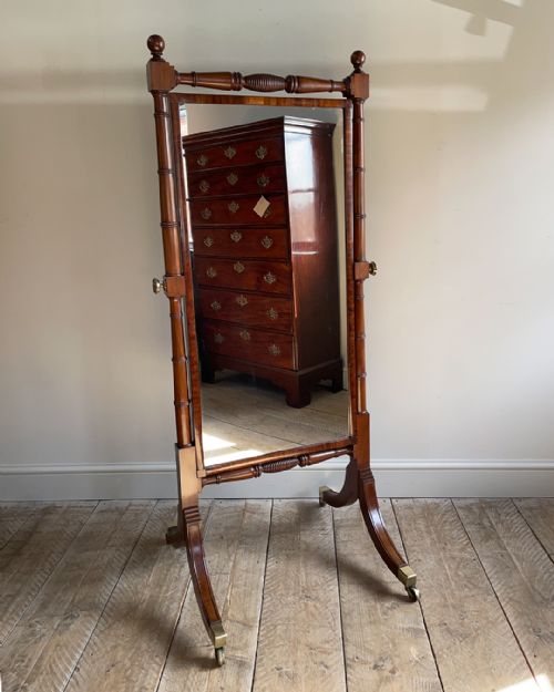 elegant 19th century mahogany cheval mirror - CATEGORY: ANTIQUE MIRRORS - DATED 19TH CENTURY