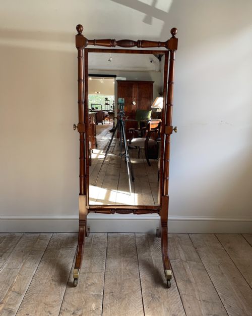 ELEGANT 19TH CENTURY MAHOGANY CHEVAL MIRROR - ADDITIONAL PHOTO 1