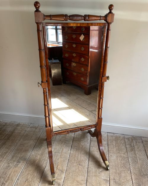 ELEGANT 19TH CENTURY MAHOGANY CHEVAL MIRROR - ADDITIONAL PHOTO 2