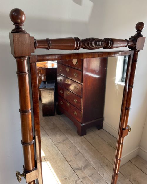 ELEGANT 19TH CENTURY MAHOGANY CHEVAL MIRROR - ADDITIONAL PHOTO 3