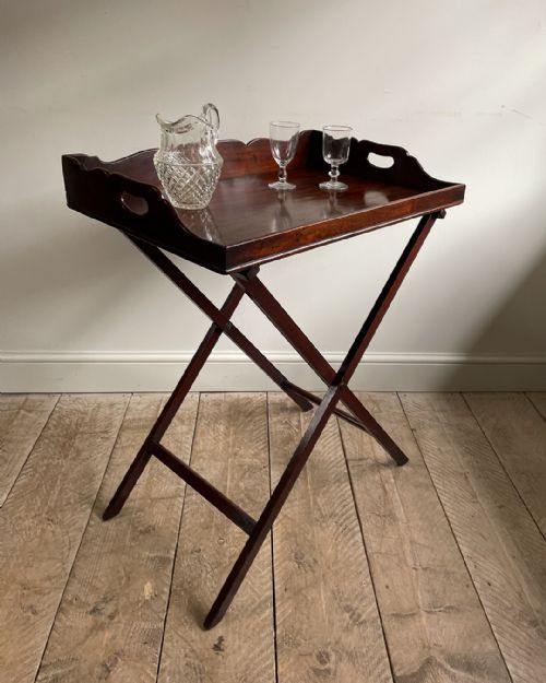 GEORGIAN MAHOGANY BUTLERS TRAY ON STAND - ADDITIONAL PHOTO 1
