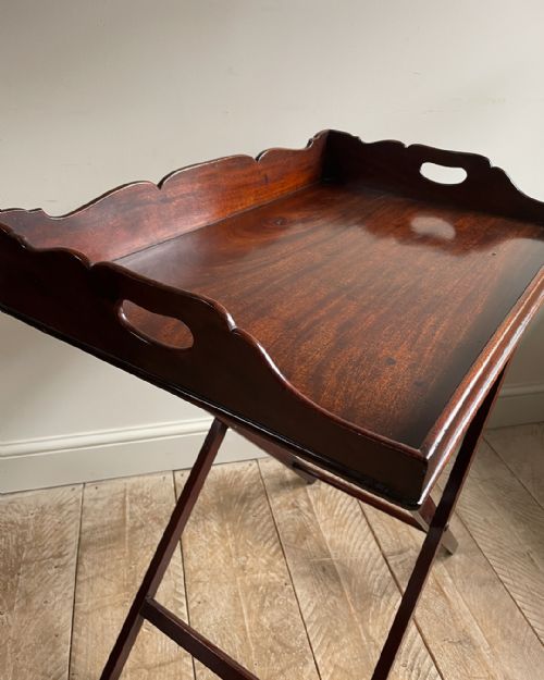 GEORGIAN MAHOGANY BUTLERS TRAY ON STAND - ADDITIONAL PHOTO 3