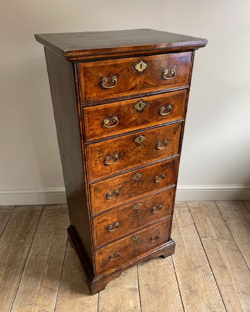 CHARMING COUNTRY WALNUT SIX DRAWER TALL CHEST OR TALLBOY - ADDITIONAL PHOTO 2