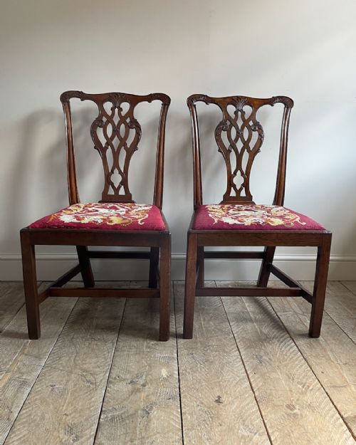 pair of chippendale period side chairs - CATEGORY: ANTIQUE CHAIRS - DATED GEORGIAN