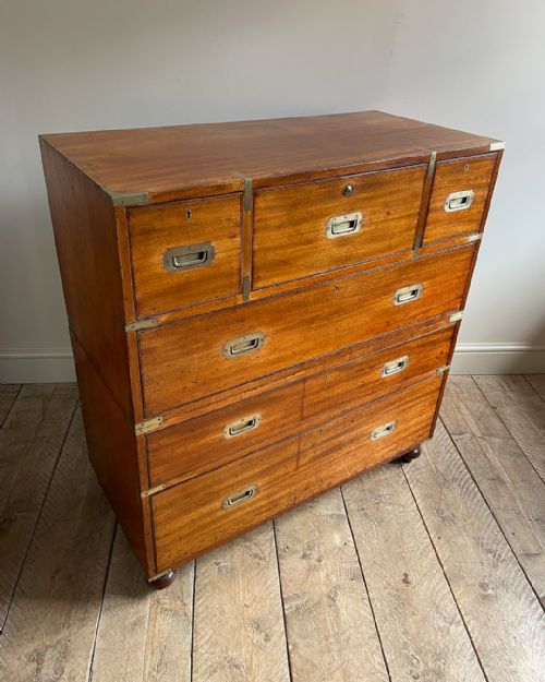 WONDERFUL 19TH CENTURY MAHOGANY SECRETAIRE CAMPAIGN CHEST - ADDITIONAL PHOTO 2