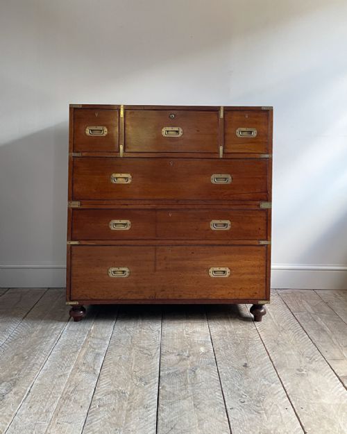 WONDERFUL 19TH CENTURY MAHOGANY SECRETAIRE CAMPAIGN CHEST - ADDITIONAL PHOTO 6