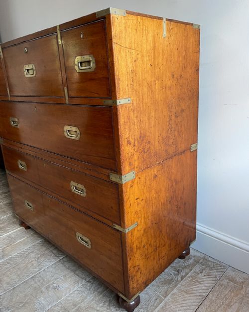 WONDERFUL 19TH CENTURY MAHOGANY SECRETAIRE CAMPAIGN CHEST - ADDITIONAL PHOTO 7