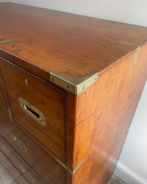 WONDERFUL 19TH CENTURY MAHOGANY SECRETAIRE CAMPAIGN CHEST - ADDITIONAL PHOTO 8