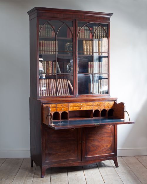 georgian mahogany secretaire bookcase - CATEGORY: ANTIQUE BOOKCASES - DATED GEORGIAN