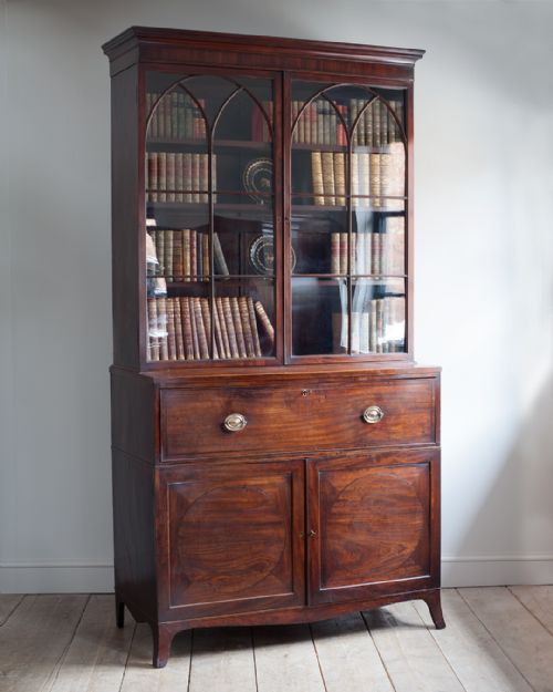 GEORGIAN MAHOGANY SECRETAIRE BOOKCASE - ADDITIONAL PHOTO 1