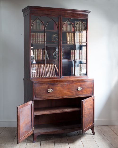 GEORGIAN MAHOGANY SECRETAIRE BOOKCASE - ADDITIONAL PHOTO 2