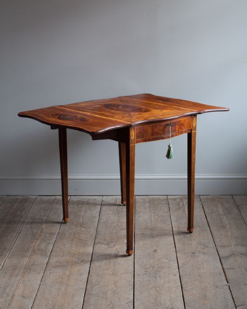 elegant georgian serpentine pembroke table - CATEGORY: ANTIQUE TABLES - DATED GEORGIAN