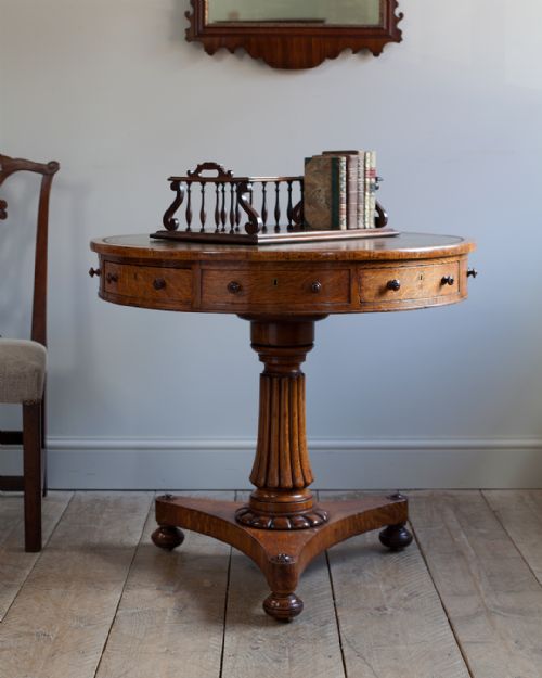 SUPERB WILLIAM IV OAK DRUM TABLE - ADDITIONAL PHOTO 1