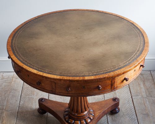 SUPERB WILLIAM IV OAK DRUM TABLE - ADDITIONAL PHOTO 2