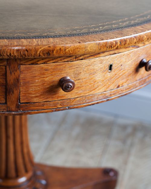 SUPERB WILLIAM IV OAK DRUM TABLE - ADDITIONAL PHOTO 3