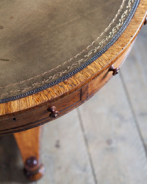 SUPERB WILLIAM IV OAK DRUM TABLE - ADDITIONAL PHOTO 5