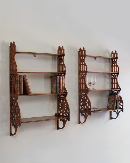 pair of 19th century mahogany fretwork wall shelves - CATEGORY: ANTIQUE FURNITURE - DATED 19TH CENTURY