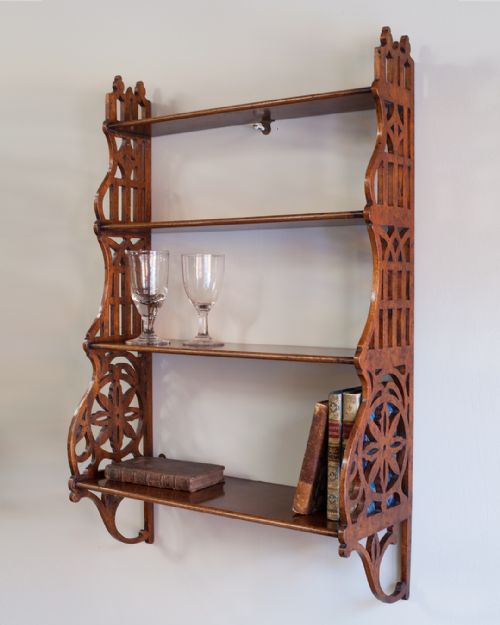 PAIR OF 19TH CENTURY MAHOGANY FRETWORK WALL SHELVES - ADDITIONAL PHOTO 2
