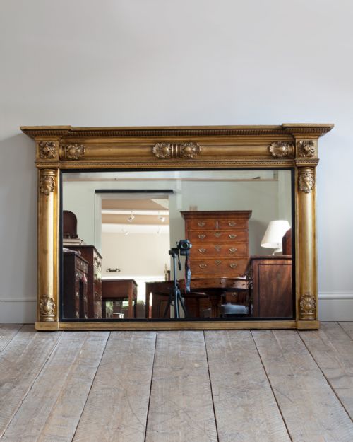 large william iv gilt overmantel mirror - CATEGORY: ANTIQUE MIRRORS - DATED 19TH CENTURY