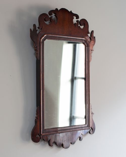 CHARMING LITTLE GEORGIAN MAHOGANY FRET MIRROR - ADDITIONAL PHOTO 2
