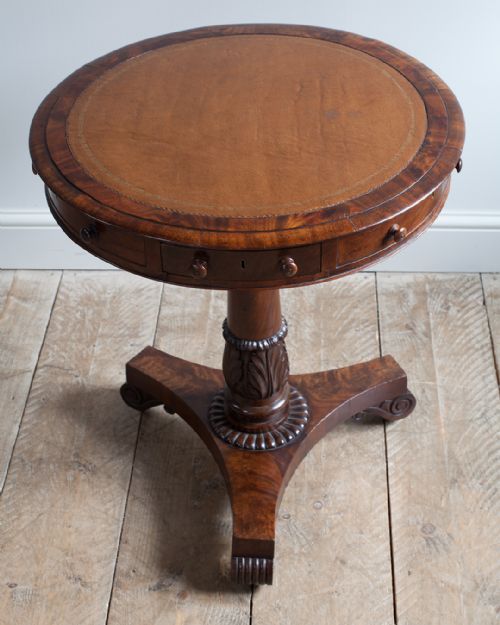 DELIGHTFUL SMALL WILLIAM IV MAHOGANY DRUM TABLE - ADDITIONAL PHOTO 1