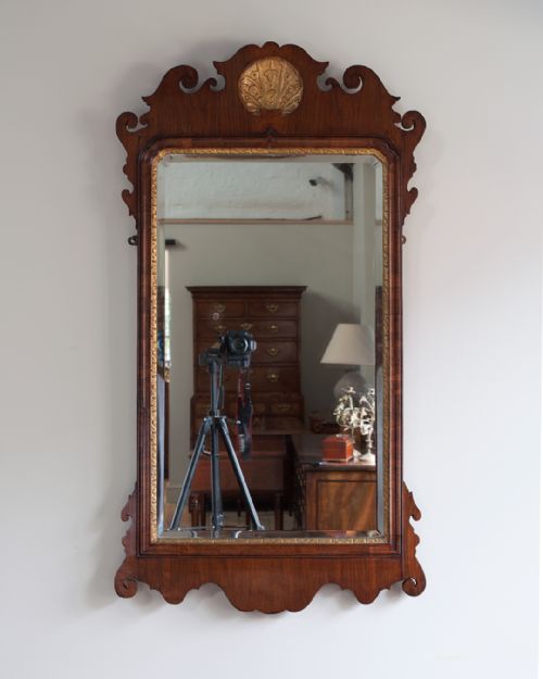 george iii walnut and parcel gilt fret mirror - CATEGORY: ANTIQUE MIRRORS - DATED 18TH CENTURY