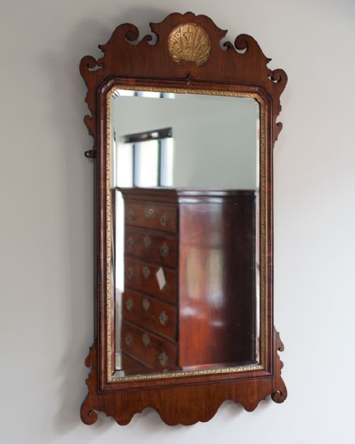 GEORGE III WALNUT AND PARCEL GILT FRET MIRROR - ADDITIONAL PHOTO 1