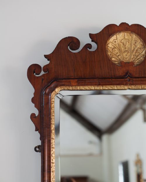 GEORGE III WALNUT AND PARCEL GILT FRET MIRROR - ADDITIONAL PHOTO 2