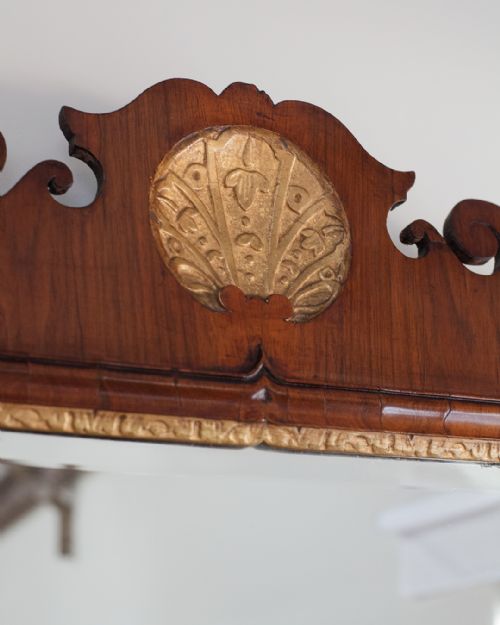 GEORGE III WALNUT AND PARCEL GILT FRET MIRROR - ADDITIONAL PHOTO 3