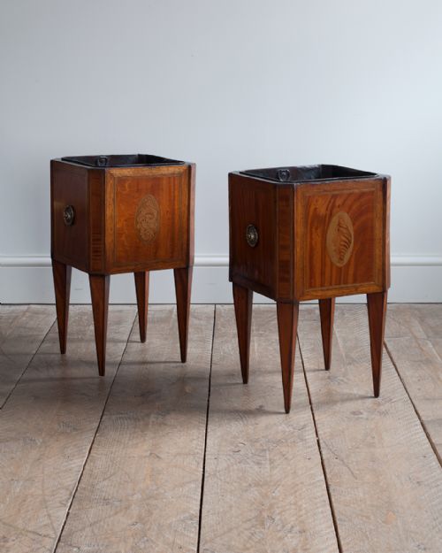 PAIR OF EDWARDIAN SATINWOOD JARDINIRS