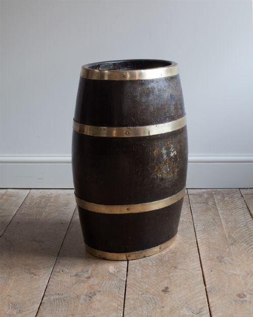 19th century brass bound oak barrel - CATEGORY: ANTIQUE MISCELLANEOUS - DATED 19TH CENTURY