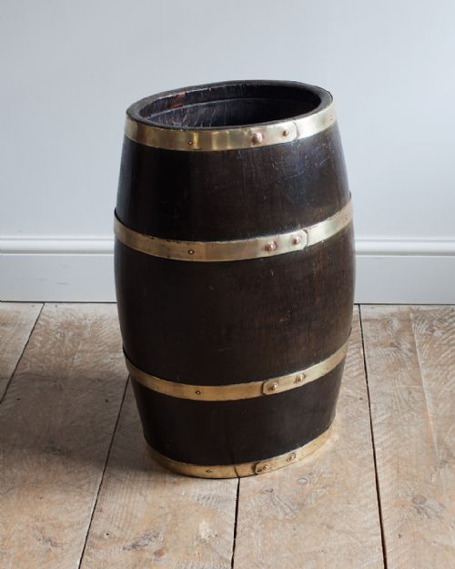 19TH CENTURY BRASS BOUND OAK BARREL - ADDITIONAL PHOTO 2