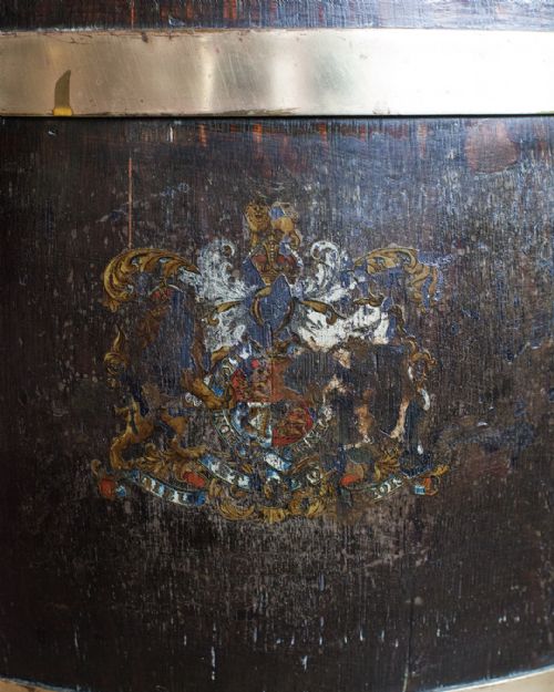 19TH CENTURY BRASS BOUND OAK BARREL - ADDITIONAL PHOTO 4