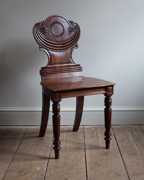 PAIR OF REGENCY MAHOGANY HALL CHAIRS - ADDITIONAL PHOTO 6