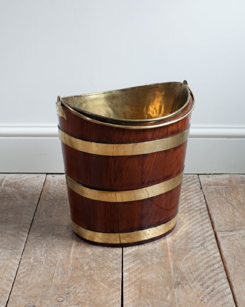 GEORGIAN MAHOGANY BRASS BOUND PEAT BUCKET - ADDITIONAL PHOTO 1