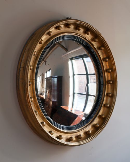 WONDERFUL REGENCY GILT CONVEX MIRROR - ADDITIONAL PHOTO 1