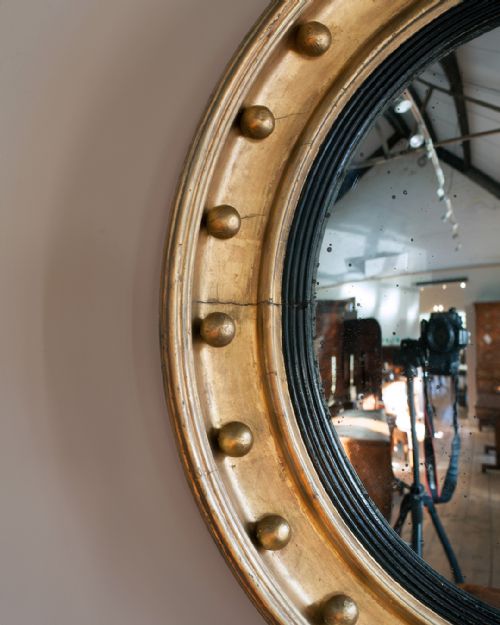 WONDERFUL REGENCY GILT CONVEX MIRROR - ADDITIONAL PHOTO 2