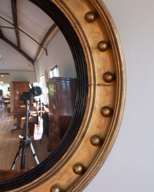 WONDERFUL REGENCY GILT CONVEX MIRROR - ADDITIONAL PHOTO 3