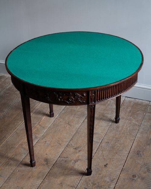 RARE FINE QUALITY GEORGE III MAHOGANY DEMI LUNE CARD TABLE - ADDITIONAL PHOTO 9