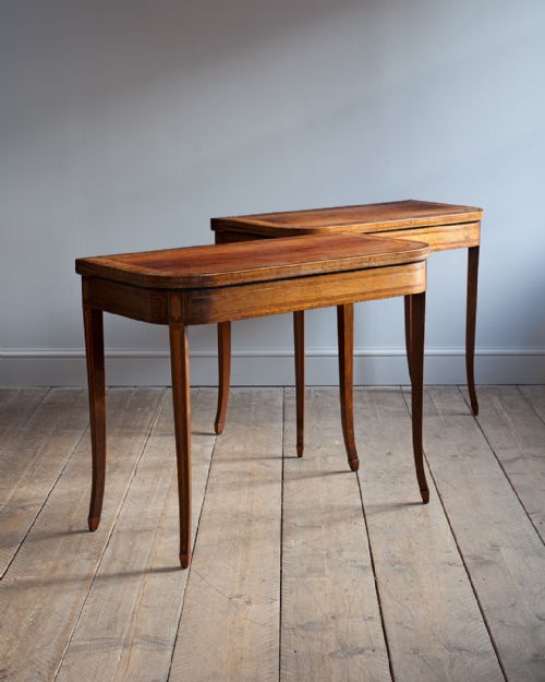 pair of sheraton period rosewood card tables - CATEGORY: ANTIQUE TABLES - DATED 19TH CENTURY