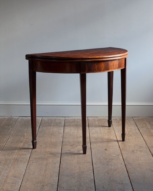 george iii mahogany demi lune card table - CATEGORY: ANTIQUE TABLES - DATED 18TH CENTURY