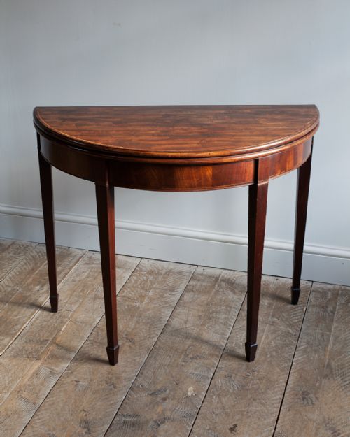 GEORGE III MAHOGANY DEMI LUNE CARD TABLE - ADDITIONAL PHOTO 2
