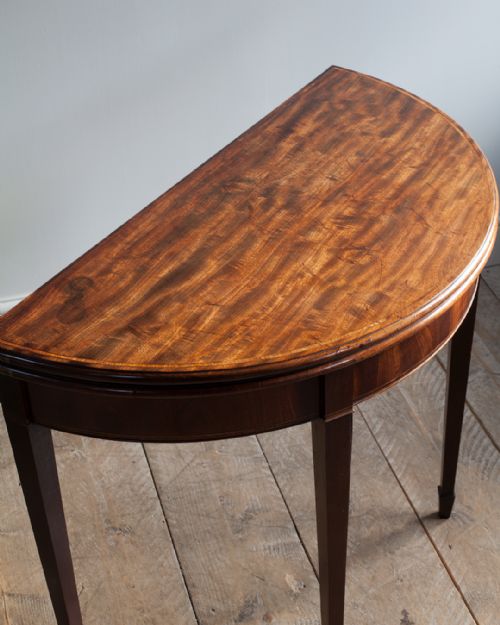 GEORGE III MAHOGANY DEMI LUNE CARD TABLE - ADDITIONAL PHOTO 3