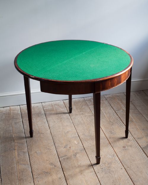 GEORGE III MAHOGANY DEMI LUNE CARD TABLE - ADDITIONAL PHOTO 5