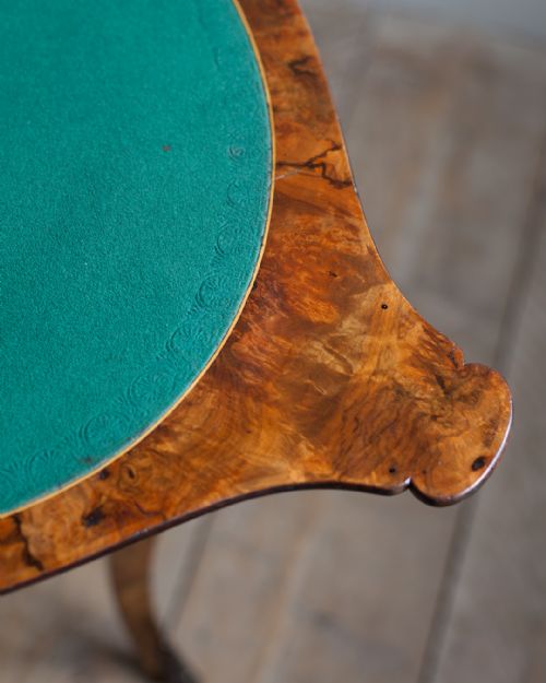 19TH CENTURY BURR WALNUT CARD TABLE - ADDITIONAL PHOTO 8