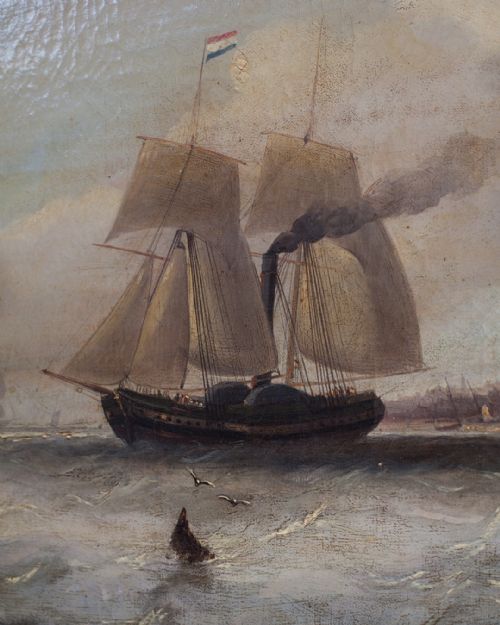 FINE 19TH CENTURY MARINE OIL PAINTING - ADDITIONAL PHOTO 3